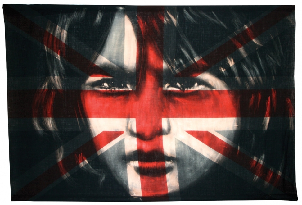 Heritage : 2012, Flag size 1440 x 975mm,Bleaching technique and dye on vintage union jack