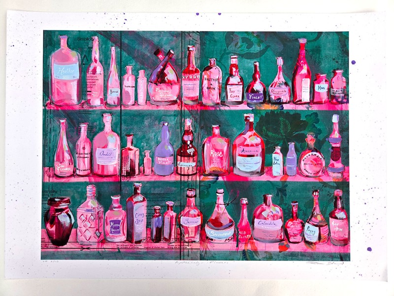 Apothecary - Flowers - Unique Handfinished Giclee - Click here to view and order this product