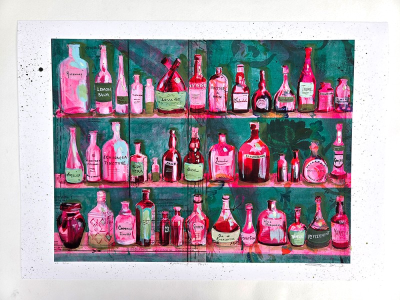 Apothecary - Herbs - Unique Handfinished Giclee - Click here to view and order this product