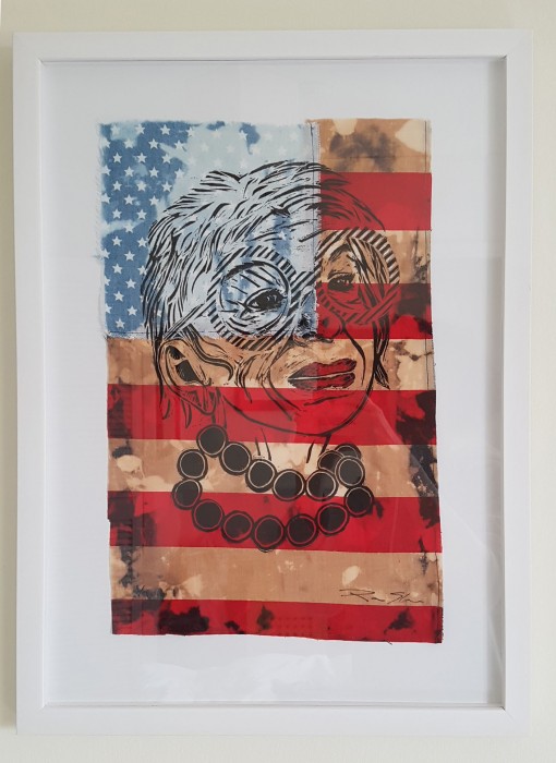 Iris lino print on flag framed - Click here to view and order this product